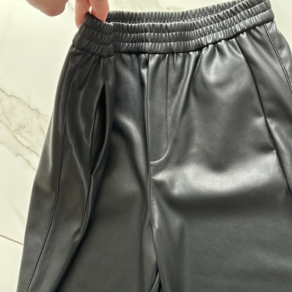 NWOT ZARA faux leather jogger pants black joggers Size small - Picture 12 of 12